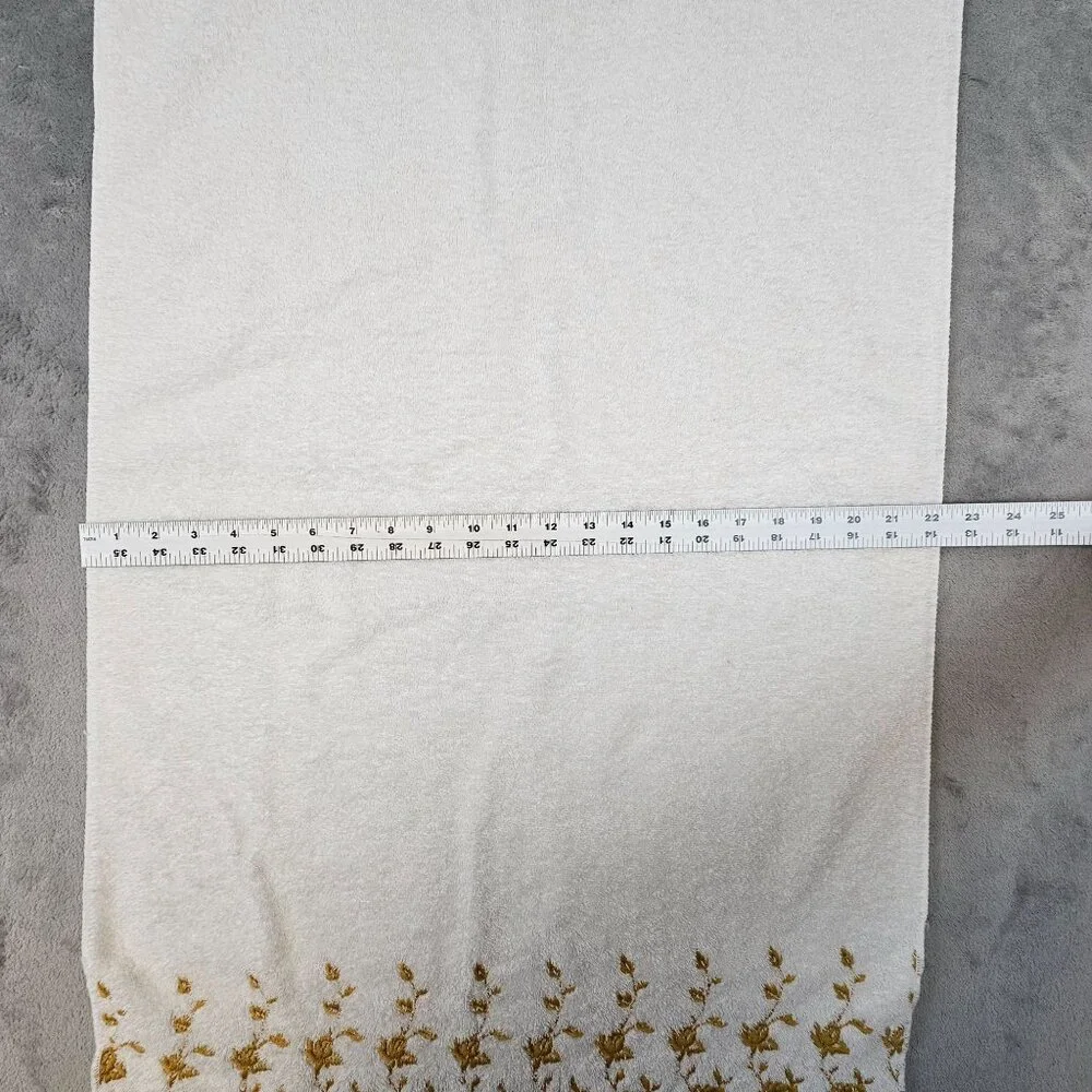 Vintage Dundee Rose‎ Gold Embroidered Towel Set 1 Bath 1 Hand 2 Washcloths USA